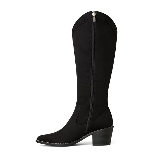 Montana Pointed Toe Knee High Boots - BLACK SUEDE - 3